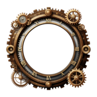 ai generato steampunk confine orologio stile png trasparente sfondo