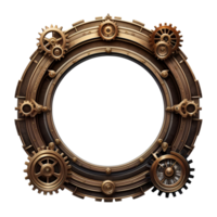 AI generated steampunk border clock style PNG transparent background