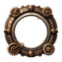 AI generated steampunk border clock style PNG transparent background