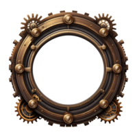 AI generated steampunk border clock style PNG transparent background