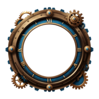 AI generated steampunk border clock style PNG transparent background