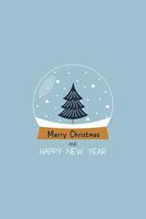 christmas new year winter holiday card with christmas decoration in flat style vector