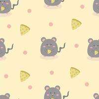 Cute mouse cartoon and and cheese seamless pattern vector