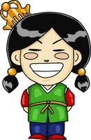 Chinese princess with crown vector or color illustration