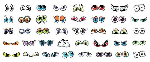 Cartoon comic eyes funny looks isolated vector set