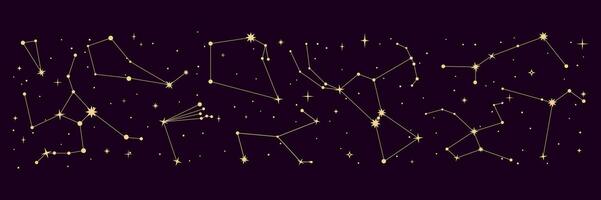 Star constellation border, galaxy space sky map vector