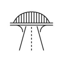 la carretera autopista línea icono, calle con puente ruta vector
