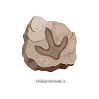 Ancient oviraptorosaurus dinosaur footprint fossil vector