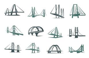 Bridge icons, construction, building, architecture vector