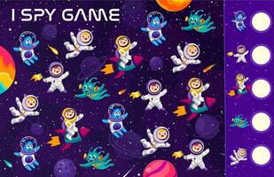 Find two same space objects, cartoon astronaut vector