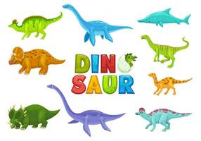 Cartoon dinosaurs animals funny characters vector