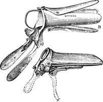 Duckbill Speculum, vintage engraving. vector