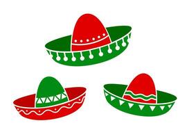 Mexican sombrero hats with Mexico ethnic ornament vector