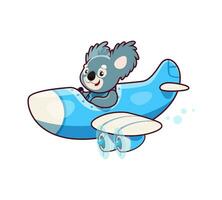 Cartoon cute koala animal character on plane vector