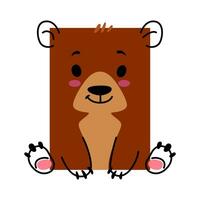 Cartoon bear animal character in math shape vector