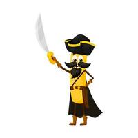 Cartoon funny ziti italian pasta pirate with saber vector