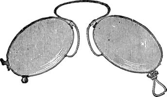 Glasses - Japanese nose clip, vintage engraving. vector