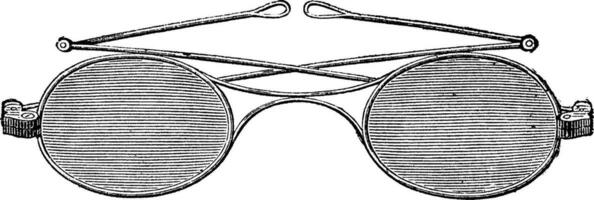 Glasses, K bridge, vintage engraving. vector