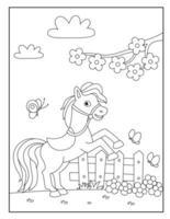 Most beautiful horse coloring pages kids vector