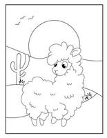 Cute llama coloring pages for children vector