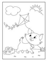 Extraordinarily beautiful cat coloring pages for kids. vector