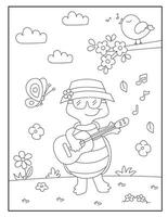 Turtle coloring pages for kids vector