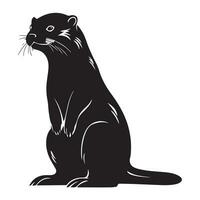 A black Silhouette otter animal vactor vector