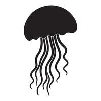 A black Silhouette jellyfish animal vector