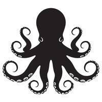 A black Silhouette Octopus animal vactor vector