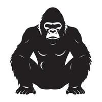 A black Silhouette gorilla animal vector