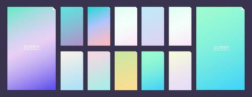 Soft pastel gradient smooth and vibrant color background set for devices vector