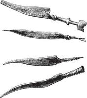 Museums Zurich and St. Germain Knives of the Bronze Age, vintage engraving. vector