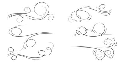 doodle wind  blow, gust design isolated on white background. vector hand drawn illustration