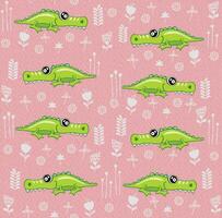 Crocodile pattern design with several alligators - funny hand drawn doodle, seamless pattern. Lettering poster or t-shirt textile graphic design. wallpaper, wrapping paper, background. vector