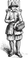 Cheesemaker merchant of Marolles, in 1680 approximately, vintage engraving. vector