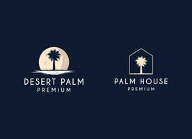 Palm beach travel and hotel with seabird symbol logo design template vector