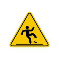 mojado piso precaución firmar aislado en blanco fondo, público advertencia amarillo símbolo clipart. resbaladizo superficie tener cuidado icono. que cae humano pictograma. vector ilustración