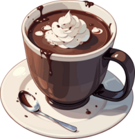 AI generated Chocolate Drink with Whipped Cream Cartoon png