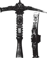 Gilded silver Hammer, vintage engraving. vector