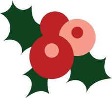 Merry Christmas Holly Berry Red Green Flat Art vector