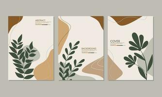 Botanical cover background vector set. for poster, brochure, book cover, flyer, catalog, notebook, vertical background.