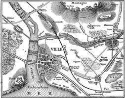 Topographic map, vintage engraving. vector