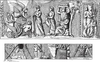 Development of Vase of Mantua, vintage engraving. vector
