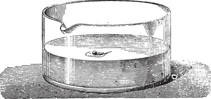 Sodium combustion in water, vintage engraving. vector