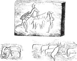 esculturas de ouadi-telisaghi, Clásico grabado. vector