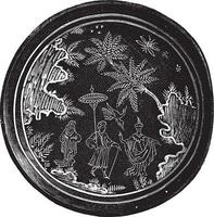 persa cerámica o iraní cerámica, Clásico grabado. vector