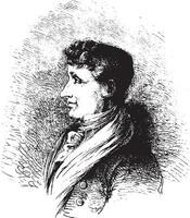 Joseph Joubert. after a lithograph of Vogt, vintage engraving. vector