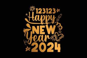 contento nuevo año 2024 nuevo años víspera fiesta camiseta diseño vector