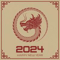 Happy Chinese New Year 2024 Chinese Zodiac Year of the Dragon vector