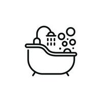 Bathtub line icon isolated on white background vector